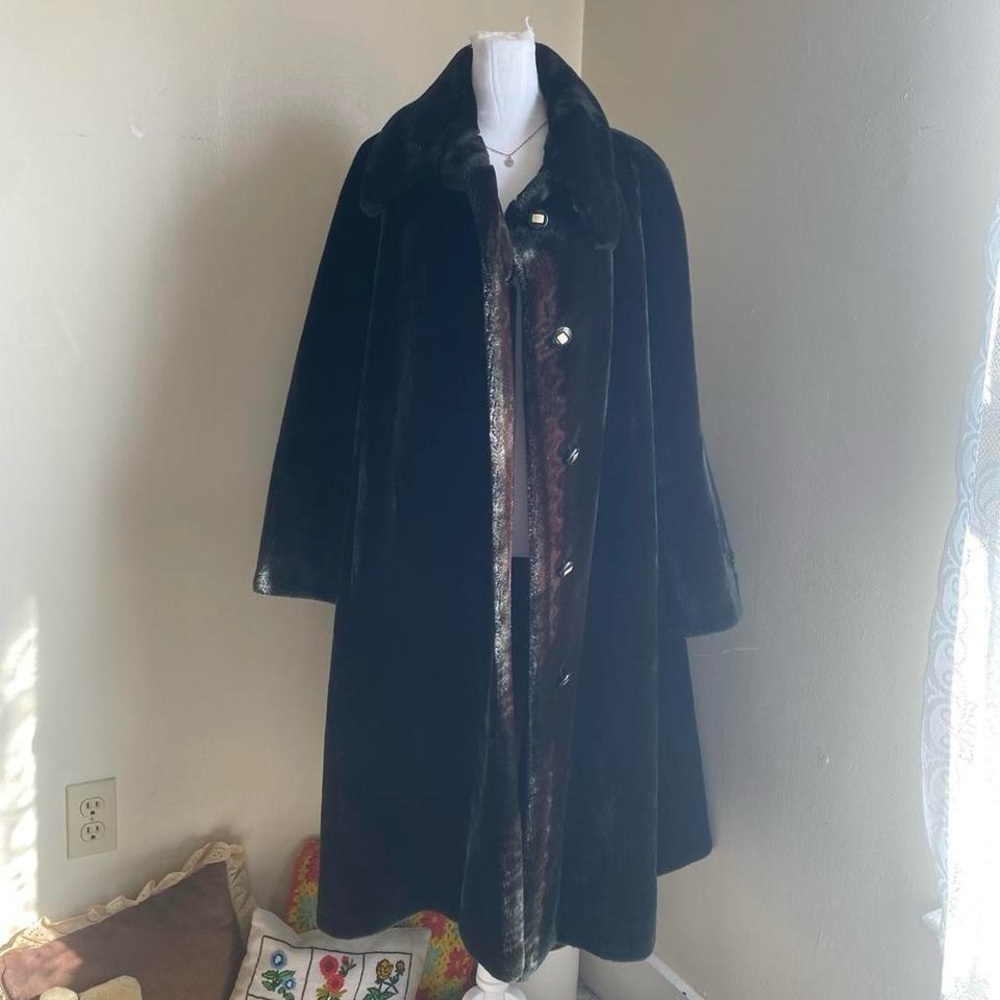 Vintage black brown faux fur coat - Picture 4 of 6